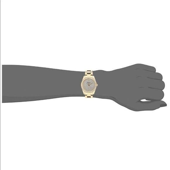 Womens Kenneth Cole New York Gold-Tone Crystal-Encrusted Large Dial Watch - Picture 6 of 8